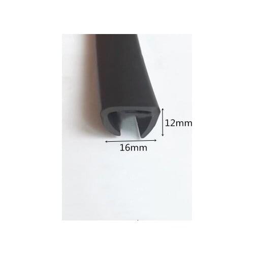 Rubber Sealing U Strip 12x16x12mm for 13 - 15mm thick Glass Metal Car Wood Panel Board Edge Encloser Shield Black