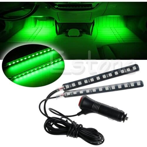 New Signal Lamp 2X12 LED Car SUV Interior Footwell Floor Decor Atmosphere Light Neon Strip Green