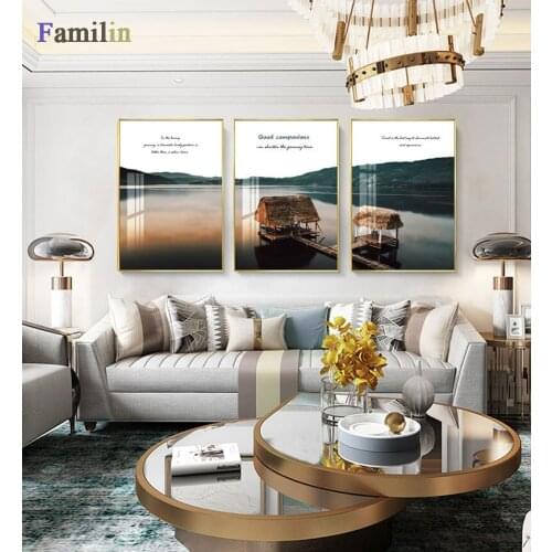 Scandinavian Mountain Foest Bridge Landscape Poster Nordic Art Canvas Print Nature Scenery Painting Wall Picture Home Decoration