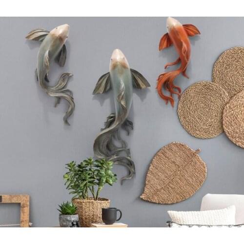 Modern Resin Fish Wall Hanging Ornaments Home Livingroom Sofa Background Wall Mural Crafts Hotel Hallway Wall Sticker Decoration