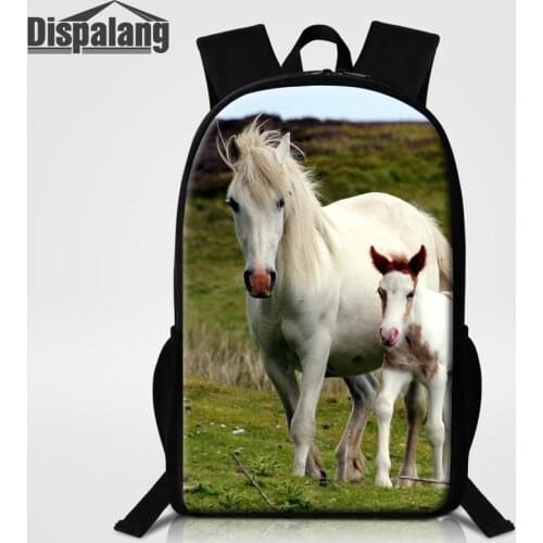 Dispalang Student Backpack 16 Inch School Bags 3D Printing Horse Animal Womens Backpack Children Custom Design Schoolbag Rugtas