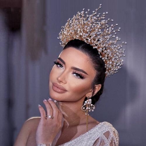 TRiXY H193 Fashion Small White Tube Wedding Tiara and Crown Sparkly Wedding Headband for Bride Bridal Hair Accessories Crystal