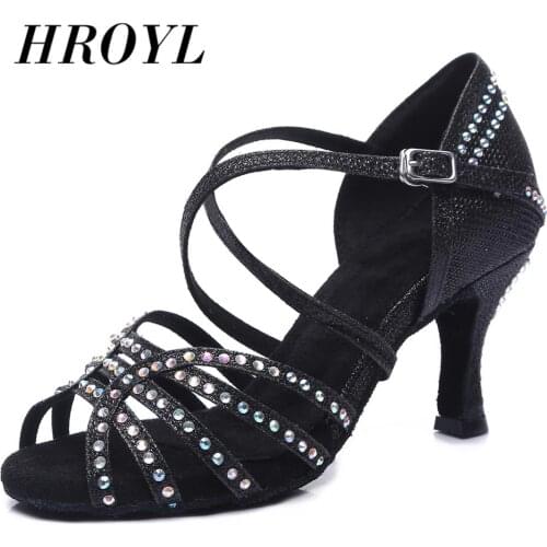 Latin dance shoes for girl women ladys Rhinestone ballroom professional Salsa tango party dancing shoes high heel
