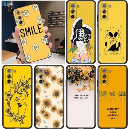 Keep smile yellow for Samsung Galaxy S21 Ultra Plus Note 20 10 9 8 S10 S9 S8 S7 S6 Edge Plus Black Phone Case
