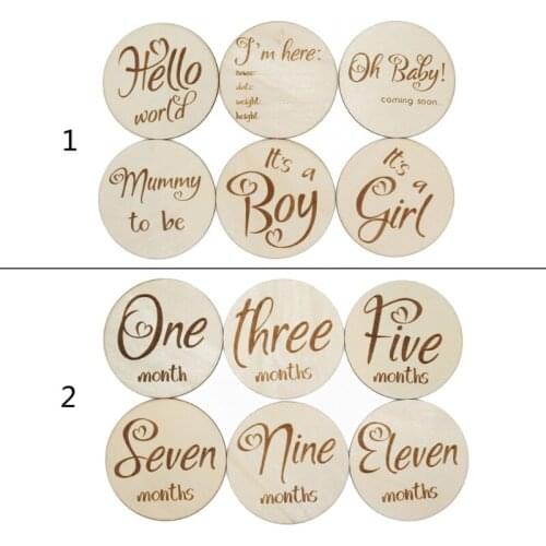 1 Set Baby Milestone Card Wooden Newborn Monthly Commemorative Card Newborn Birth Month Photography Props Shower Gifts