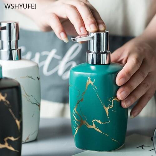 1pcsCeramic imitation marble bathroom accessories set lotion bottle sub-packed soap dispenser press empty bottle household items