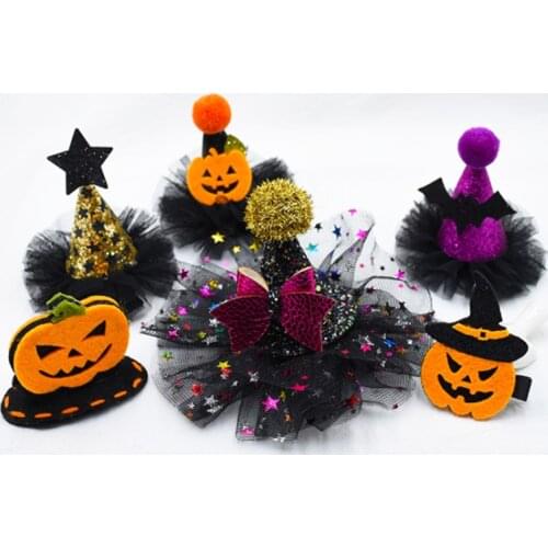 10pcs/lot Children Funny Headwear Pumpkin Bat Hair Clip Halloween Party Masquerade Decor Headdress Girl Hairpins Hair Accessorie