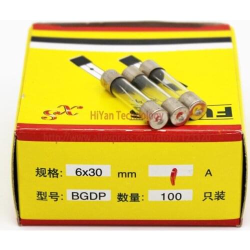 100pcs/lot) 6*30MM 1A Fuses Fast Quick Blow Glass Tube Fuse 6x30mm 250V 1A F1AL250V