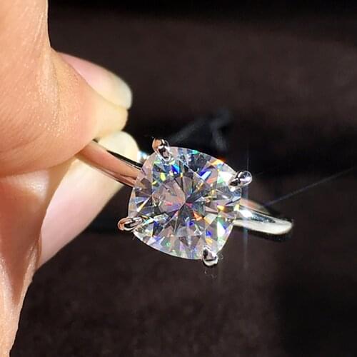 18K Au750 White Gold Women Ring Moissanite Diamonds 1 2 3 4 5 Carat Cushion Square Wedding Party Engagement Anniversary Ring