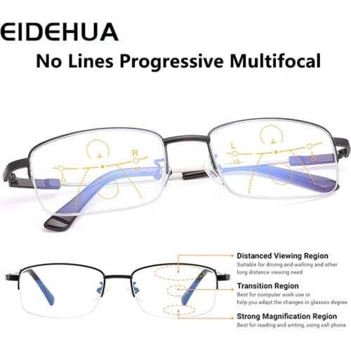 2021 intelligent zoom Multifocal Reading Glasses Unisex Progressive Anti-blue Titanium Alloy Spring Hinge Presbyopic Glasses 2.5