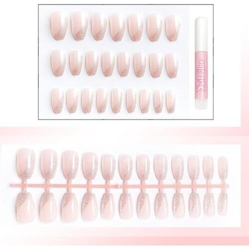 24Pcs Nail Sticker Lovely Decorative French Style Pink Nail Art Tips Decoration for Girl Manicure Nails Decoration Nail Foils