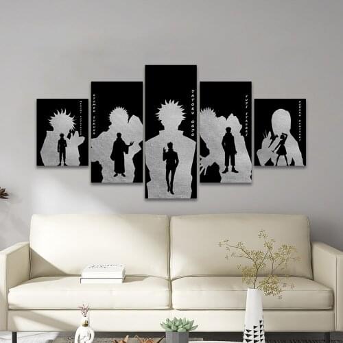 Anime Jujutsu Kaisen 5 Piece Poster Pictures Home Decoration Paintings Canvas HD Prints Wall Art Modular Living Room