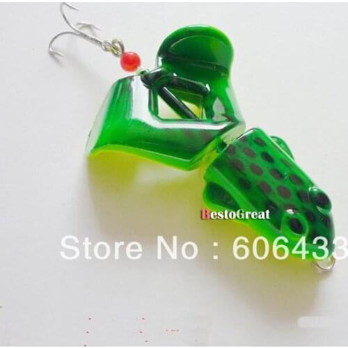 5PCS Fishing Lure green Frog Treble Hook Spinner baits 13g