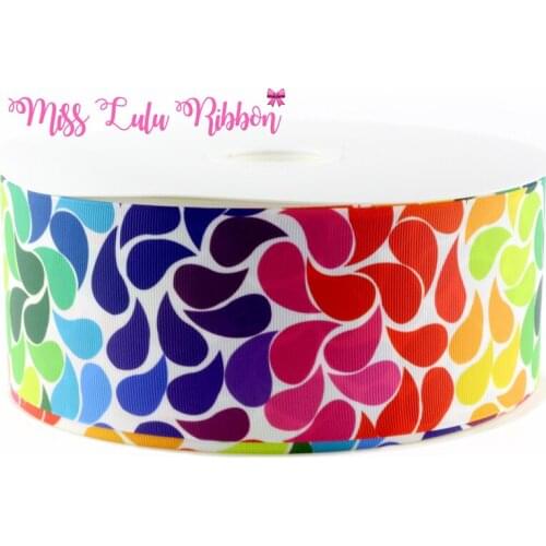 50 Yards/roll 6mm-75mm Rainbow Geometry Printed Grosgrain Ribbon Headwear Hair Bow Diy Party Decoration Handmade Bands Wedding