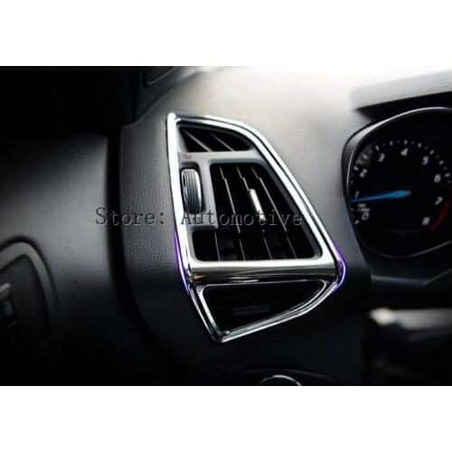 ABS Plastic chromed! mirror surface console board AC Outlet air vent frame cover 2pcs for ford Escape2013 2014 2015