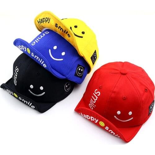 Children Baseball Caps Spring Summer Baby Boy Girl Hats Cartoon Kids Sun Hat Embroidery Smile Hip Hop Toddler Snapback Cap