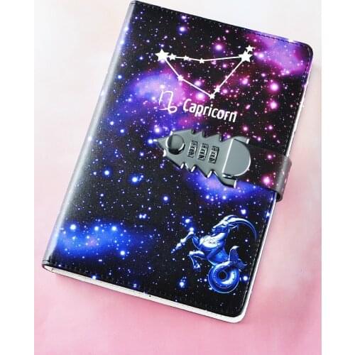 Password Constellation A5 Notebook With Lock Writing Pads Lockable Notepad Binder Diary School Supplies Student Gift