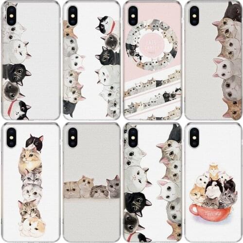 Lovely Cartoon Cat Phone Case For Iphone 11 12 Mini Pro SE 2020 XS Max XR X 8 7 6 6S Plus 5 5S Cover Shell Coque