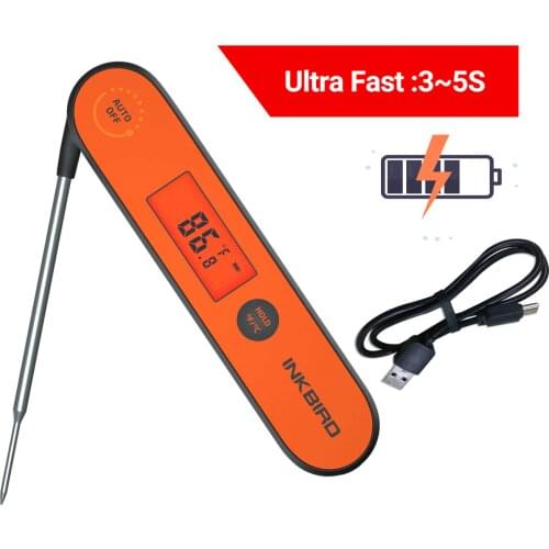 Inkbird IHT-1P Digital BBQ Thermometer Instant Reading Waterproof Rechargeable for Kitchen Utensil Grill Camping with Backlight