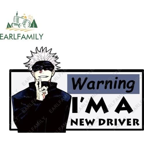 EARLFAMILY 20cm x 12.7cm for Jujutsu Kaisen Gojo New Driver Anime Car Stickers Windshield Surfboard Decal Windows Trunk Decor