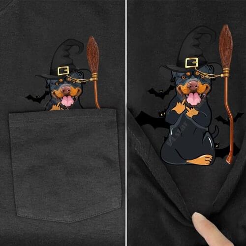 PLstar Cosmos T Shirt summer pocket Halloween Rottweiler printed t-shirt men for women shirts tops funny cotton black tees