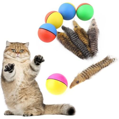 1pc Cat Toys Beaver Weasel Rolling Motor Ball Toy for Pet Cat Dog Jumping Fun Moving Chaser Random Color Pet Product