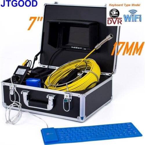 JTGOOD 7" 17MM HD1080P WiFi DVR Camera Keyboard 20/30/50M Pipe Inspection Video Camera Drain Sewer Pipeline Industrial Endoscope