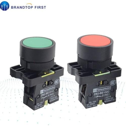 Button reset switch 1 normally open or 1 normally closed aperture 22MM Green Red
