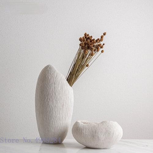 Creative Resin Flower Vase Coral Texture Tray Irregular Black and White Resin Crafts Furnishings Modern Home Decoration