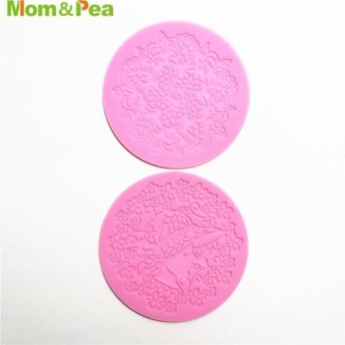 KCL556 Round Small Lace Pad Silicone Mold Sugar Paste Fondant Cake Decoration 3D Mould