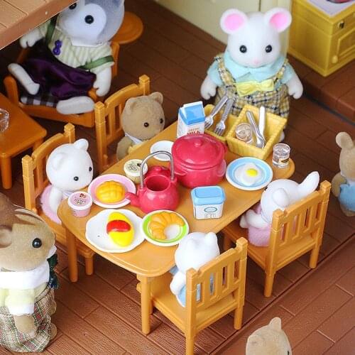 Dollhouse Miniature Furniture Toys Set DIY Forest Family Kids Girls Pretend Play Furniture Toys Gift for Christmas Birthday