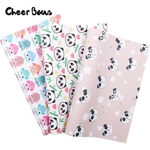 Owl Faux Leather Sheets Chinese Panda Synthetic Leather Fabric For DIY Kids Hair Accessories Bags Making Party Decor Materials