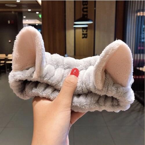 Make Up Wash Headband Hairband Cat Ear Bandana for Women Girl Plush Elastic Turban Headband Head Band Hair Accessories Headdress