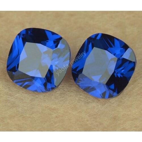 Wholesale 3x3~12x12mm 113# Dark Blue Color Cushion Shape Princess Cut Lab Created Spinel Loose Gems Stone For Jewelry Accessory