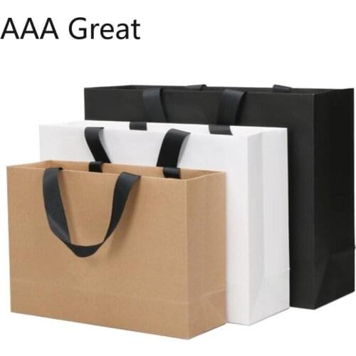 10Pcs/Lot Kraft Paper Bag With Handle Wedding Party Favor Paper Gift Bags Festival Packaging Birthday Brown White Black Bags New