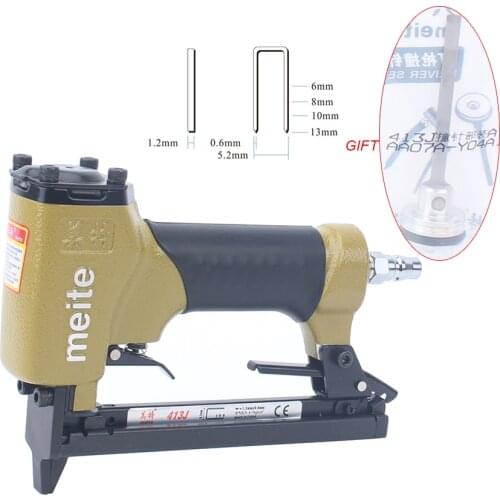 Meite 413J U-type Pneumatic Nail Gun Air Stapler 6-13mm Suit for Small Woodworking