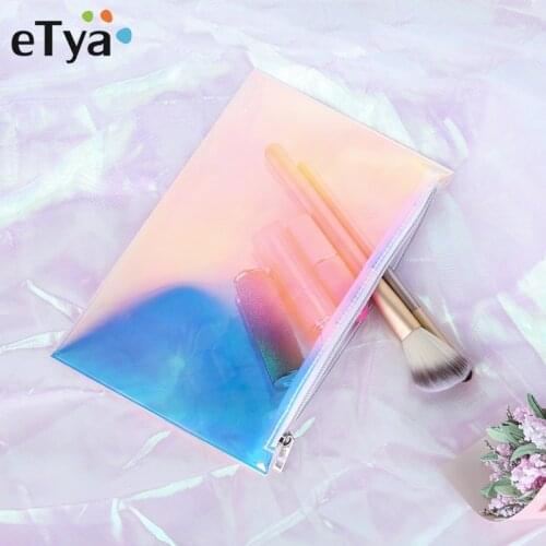 Laser Transparent Cosmetic Bag PVC Waterproof Portable Zipper Travel Wash Toothbrush Bag Case Clutch Toiletry Makeup Bag Handbag