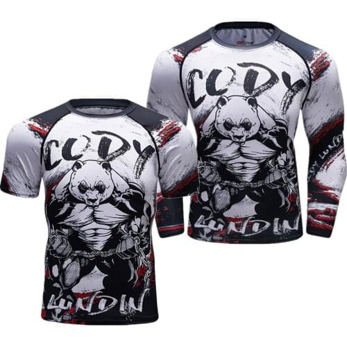 Fitness Sport MMA Bjj Rashguard Muay Thai T-shirts Men Boxing Jerseys Long Sleeve Jiu Jitsu Tight Elastic Body-building Clothes