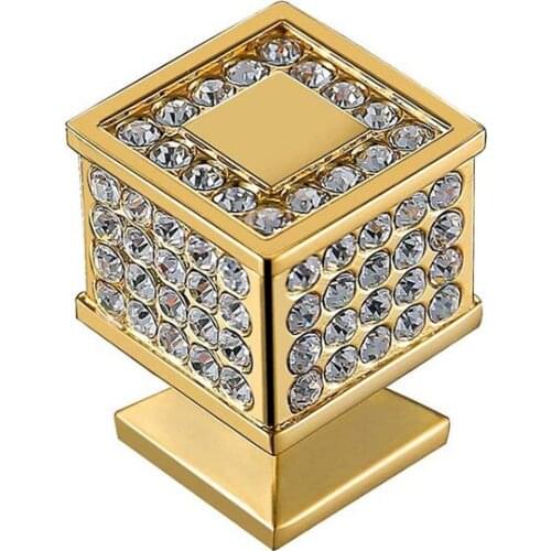 Luxury Crystal Square Diamond Drawer Door Cabinet Dresser Knobs Pull Handles for Home Office Kitchen Furniture Cabinet Handlle