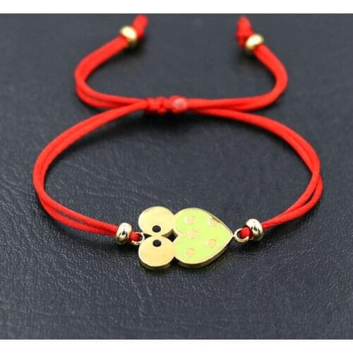 Sweet Stainless Steel Bird Animal Parrot Owl Bracelet Men Red Rope Thread Braid Charm Bracelets For Women Couples Pulsears