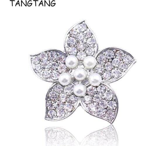 TANGTANG Lily Brooch Flower Pin Jewelry Simulated Pearl Handmade Petal Brooch Pin For Girls Wedding Jewelry Ornaments Pins