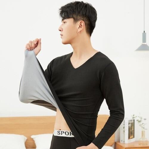 Thermal Underwear men Winter Long Johns sets fleece keep warm in cold weather size L to 3XL body shaper