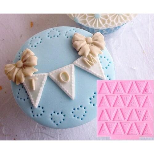 Triangle English Alphabet Bunting Birthday Cake Baking Decoration Chocolate Cake Mold Fondant Silicone Mold