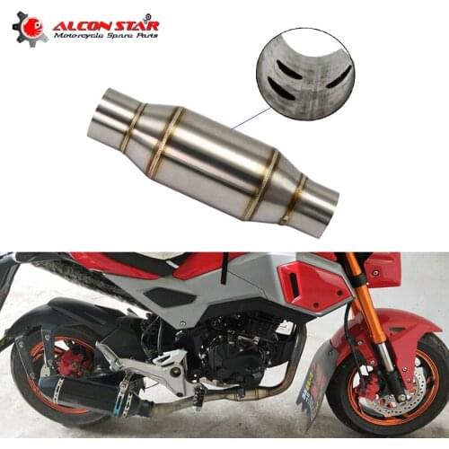Alconstar - 51MM Motorcycle Universal Exhaust Pipe Back Pressure Pack Modified Expansion Pressure Tube Silent Catalyst Silencer