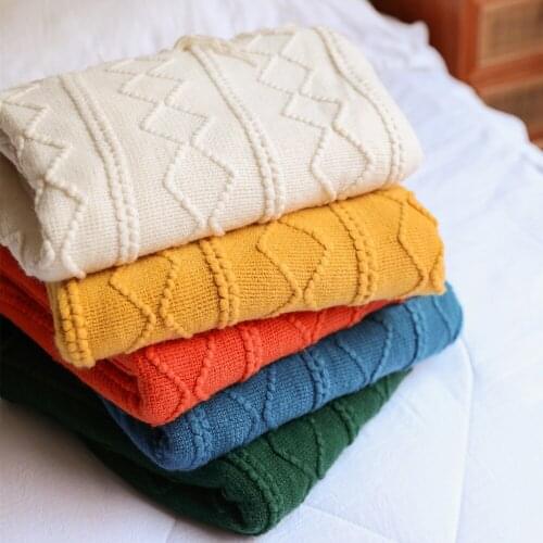 Nordic Knitted Blanket throw Sofa Cover Office Summer Air Conditioning Napping Blanket soft hotel home Bedspread Travel shawl