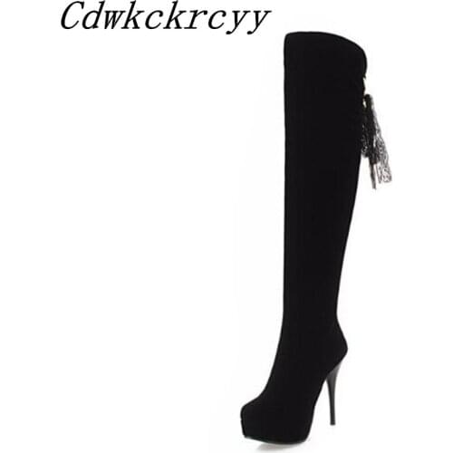 Women Boots winter New style Waterproof Over the knee Boots Super heel sexy Nightclub Elastic force High cylinder boots 34-48