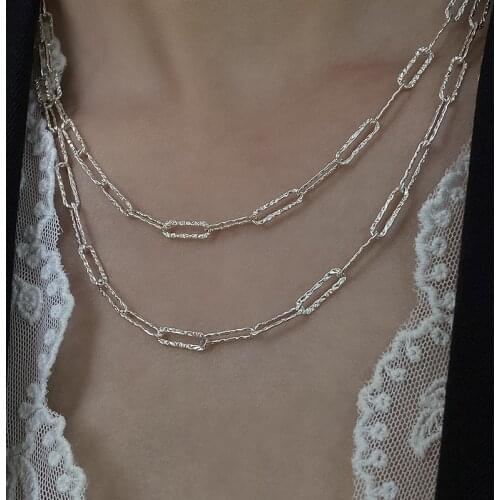 Silvology 925 Sterling Silver Square Wide Chain Choker Necklace Ladies Elegant Temperament Necklace Womens Minimalist Jewelry