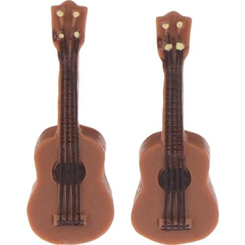 1Pc 1:12 Cute Resin Mini Guitar Flatback Cabochon Charm DIY Craft Accessory Doll House Home Garden Decoration Accessories