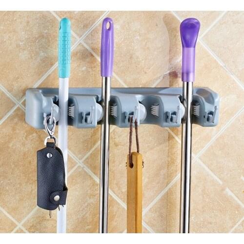1PC Kitchen Wall Mounted Hanger Storage Rack 3-5 Position Kitchen Mop Brush Broom Organizer Holder NG 004