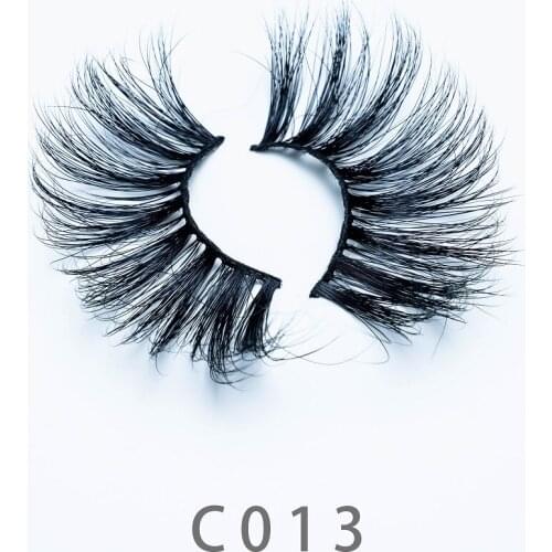 30mm C13 5D Very Fluffy Long Mink Lashes Strip Natural Volume Soft Handmade Real Mink Lashes Cross Thick Eyelashes Extension